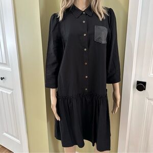 Karl Lagerfeld Black Long Sleeve Shirt Dress Women’s Size 8